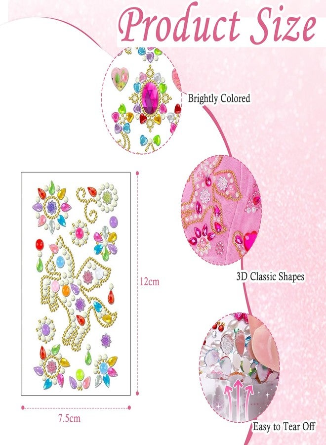 TecoKart® Cute Stickers for Girls - 8 Sheets Kawaii Stickers Set for Colorful Rhinestone Gems, Hair Stickers for Hair Decoration & Fun Craft Labels for Kids DIY Art and Scrapbook Use - Image 2